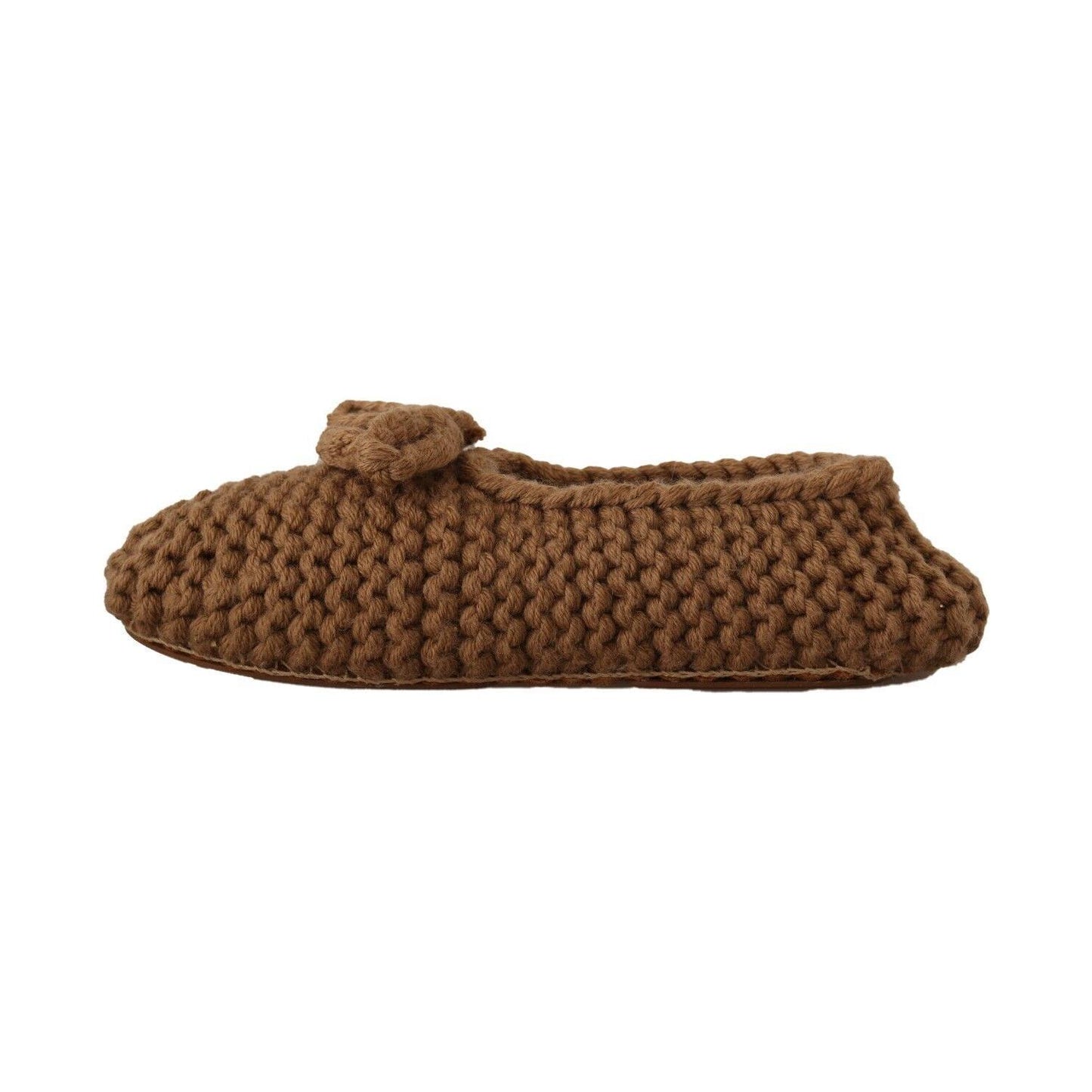 Dolce & Gabbana Brown Slip On Ballerina Flats Wool Knit Shoes LA9674 - 40