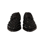 Dolce & Gabbana Black Lace Up Studded Formal Flats Shoes LA9639 - 39