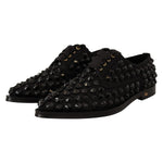 Dolce & Gabbana Black Lace Up Studded Formal Flats Shoes LA9639 - 39