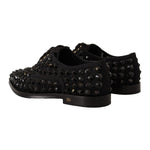 Dolce & Gabbana Black Lace Up Studded Formal Flats Shoes LA9639 - 39