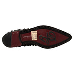 Dolce & Gabbana Black Lace Up Studded Formal Flats Shoes LA9639 - 39
