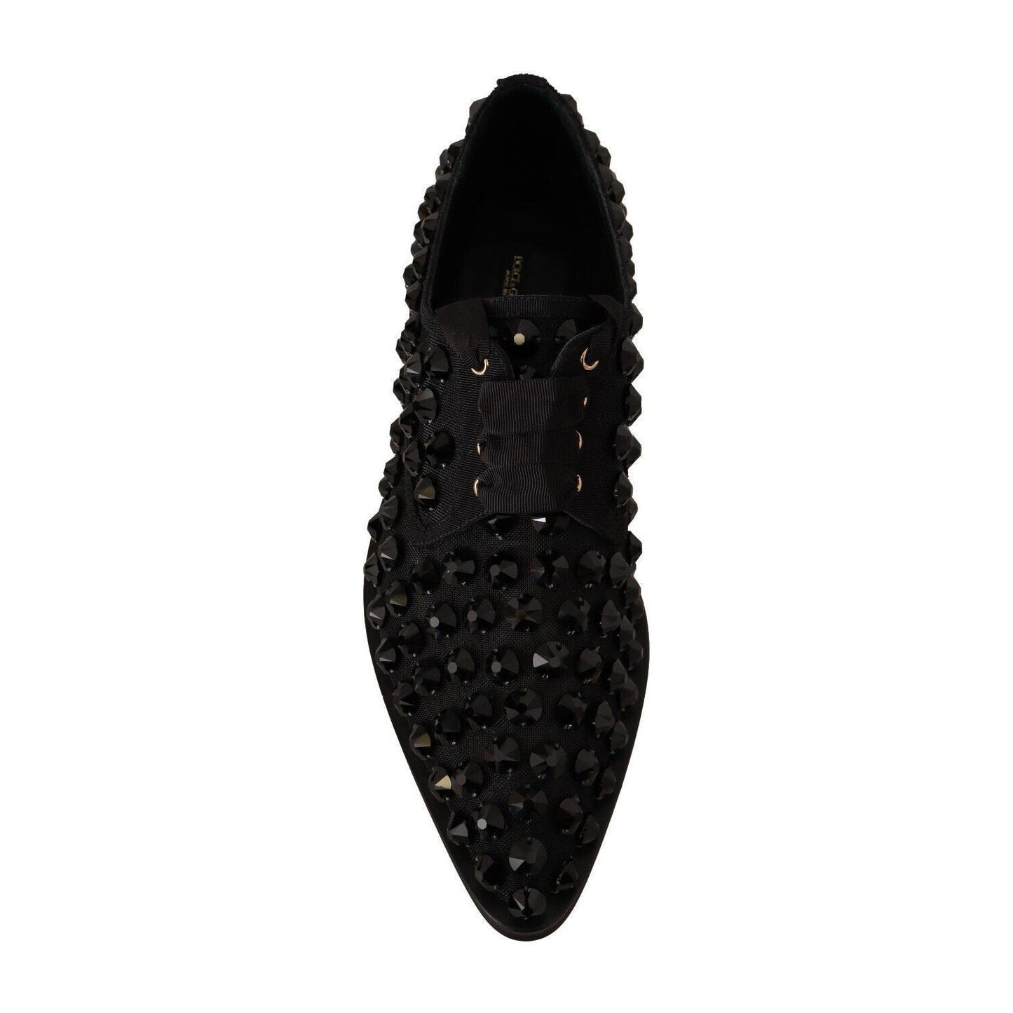 Dolce & Gabbana Black Lace Up Studded Formal Flats Shoes LA9639 - 39