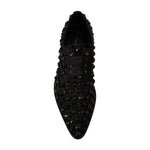 Dolce & Gabbana Black Lace Up Studded Formal Flats Shoes LA9639 - 39