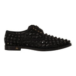 Dolce & Gabbana Black Lace Up Studded Formal Flats Shoes LA9639 - 39