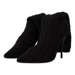 Dolce & Gabbana Black Stretch Socks Knee High Booties Shoes LA9668 - 38
