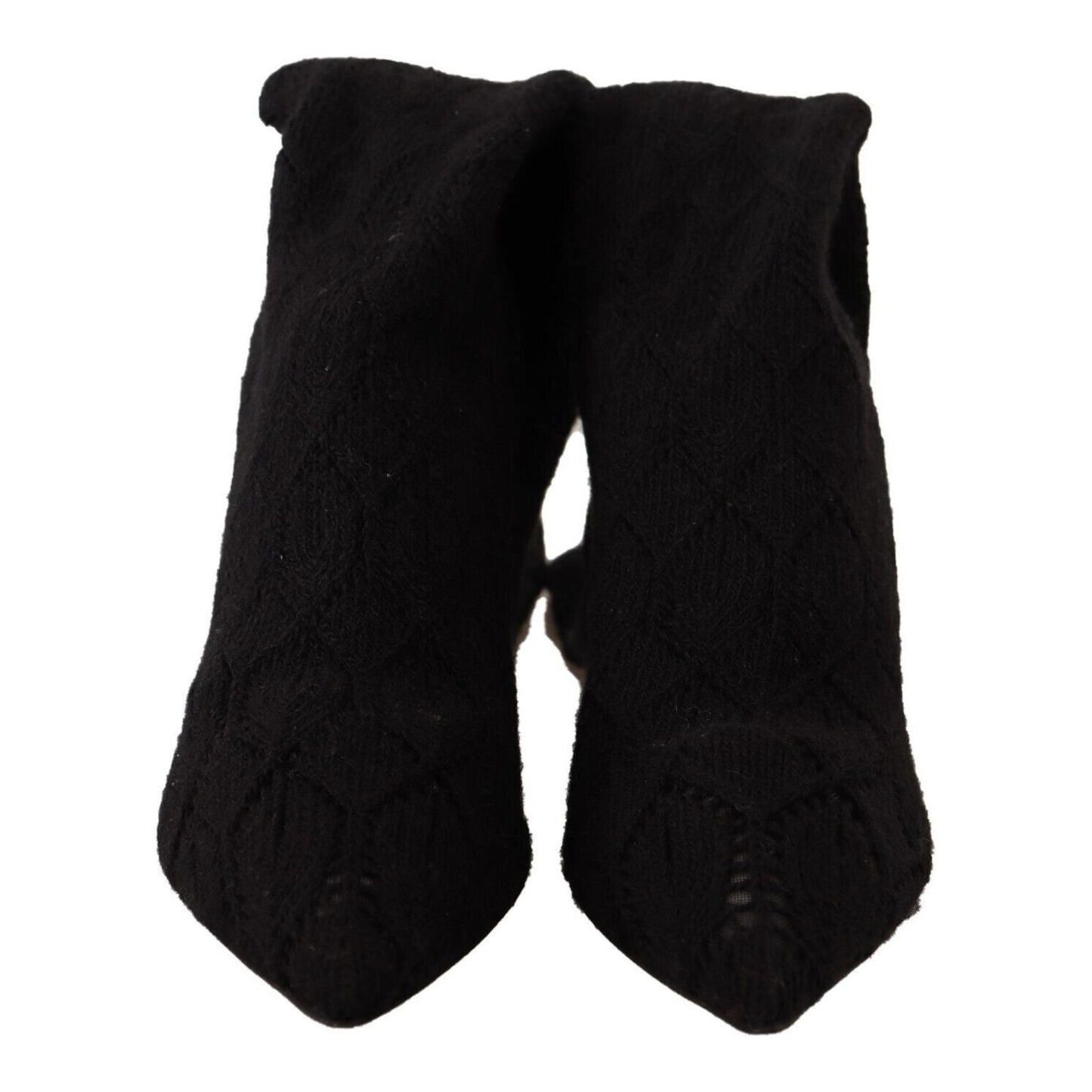 Dolce & Gabbana Black Stretch Socks Knee High Booties Shoes LA9669 - 39