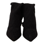 Dolce & Gabbana Black Stretch Socks Knee High Booties Shoes LA9669 - 39