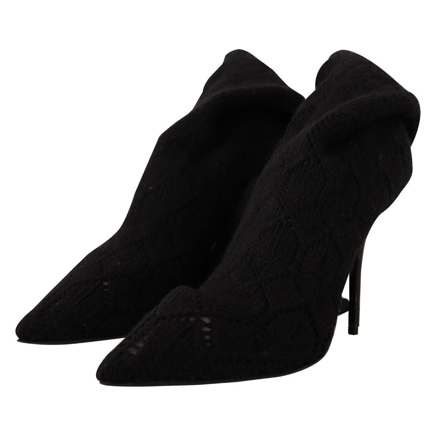 Dolce & Gabbana Black Stretch Socks Knee High Booties Shoes LA9669 - 39