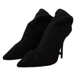 Dolce & Gabbana Black Stretch Socks Knee High Booties Shoes LA9669 - 39