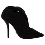 Dolce & Gabbana Black Stretch Socks Knee High Booties Shoes LA9669 - 39