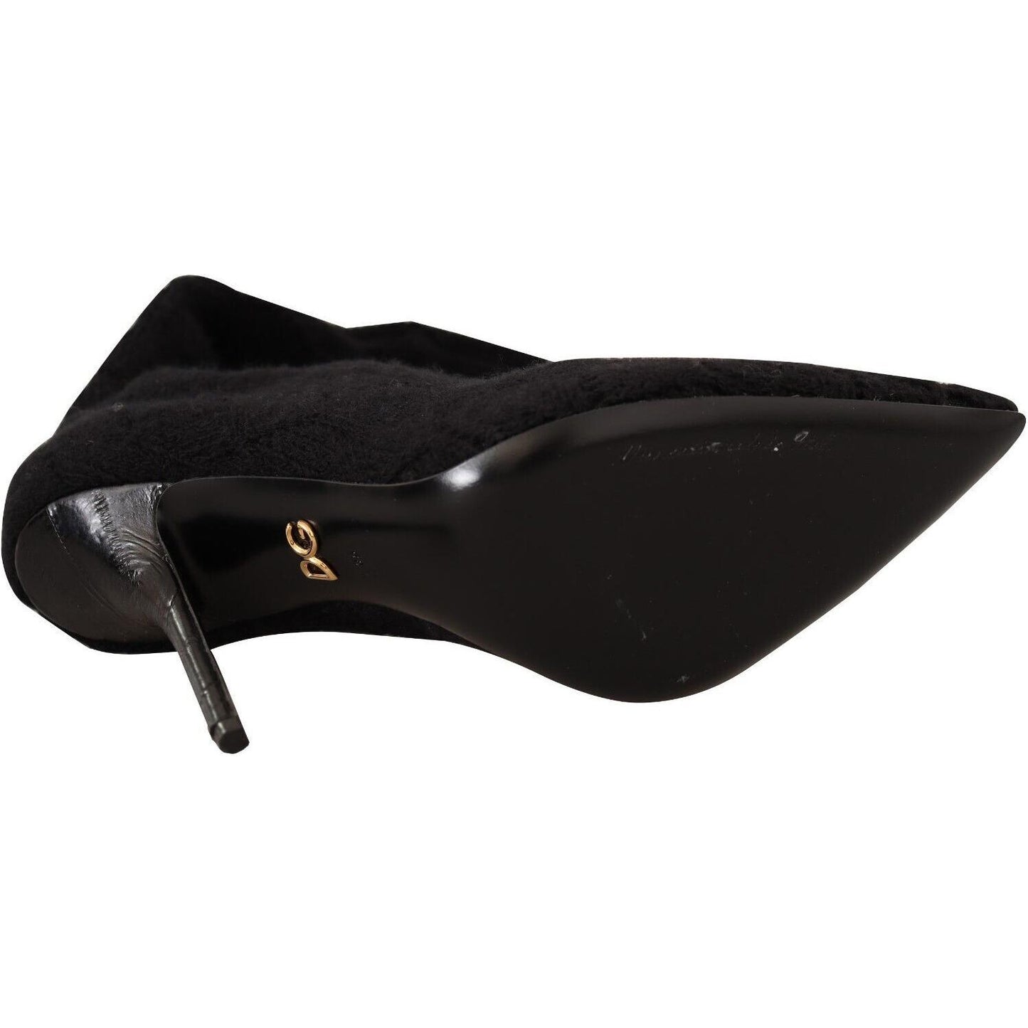 Dolce & Gabbana Black Stretch Socks Knee High Booties Shoes LA9669 - 39