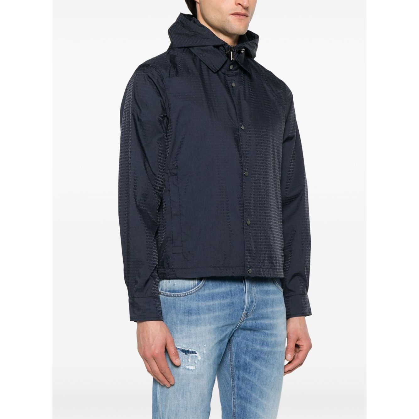 Emporio Armani Blouson with internal nylon bib jacquard all-over lettering Jackets