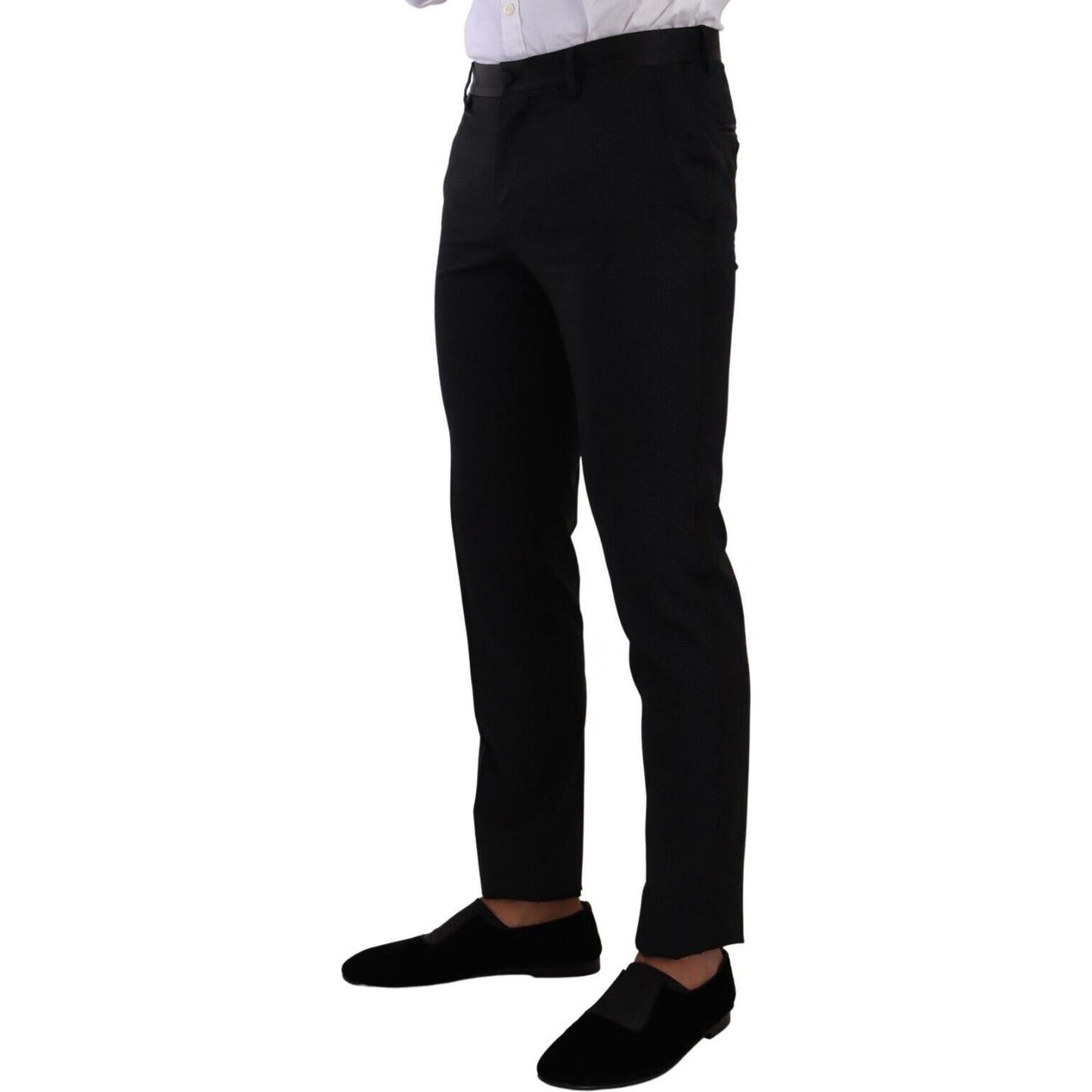 Dolce & Gabbana Elegant Black Patterned Wool-Silk Suit