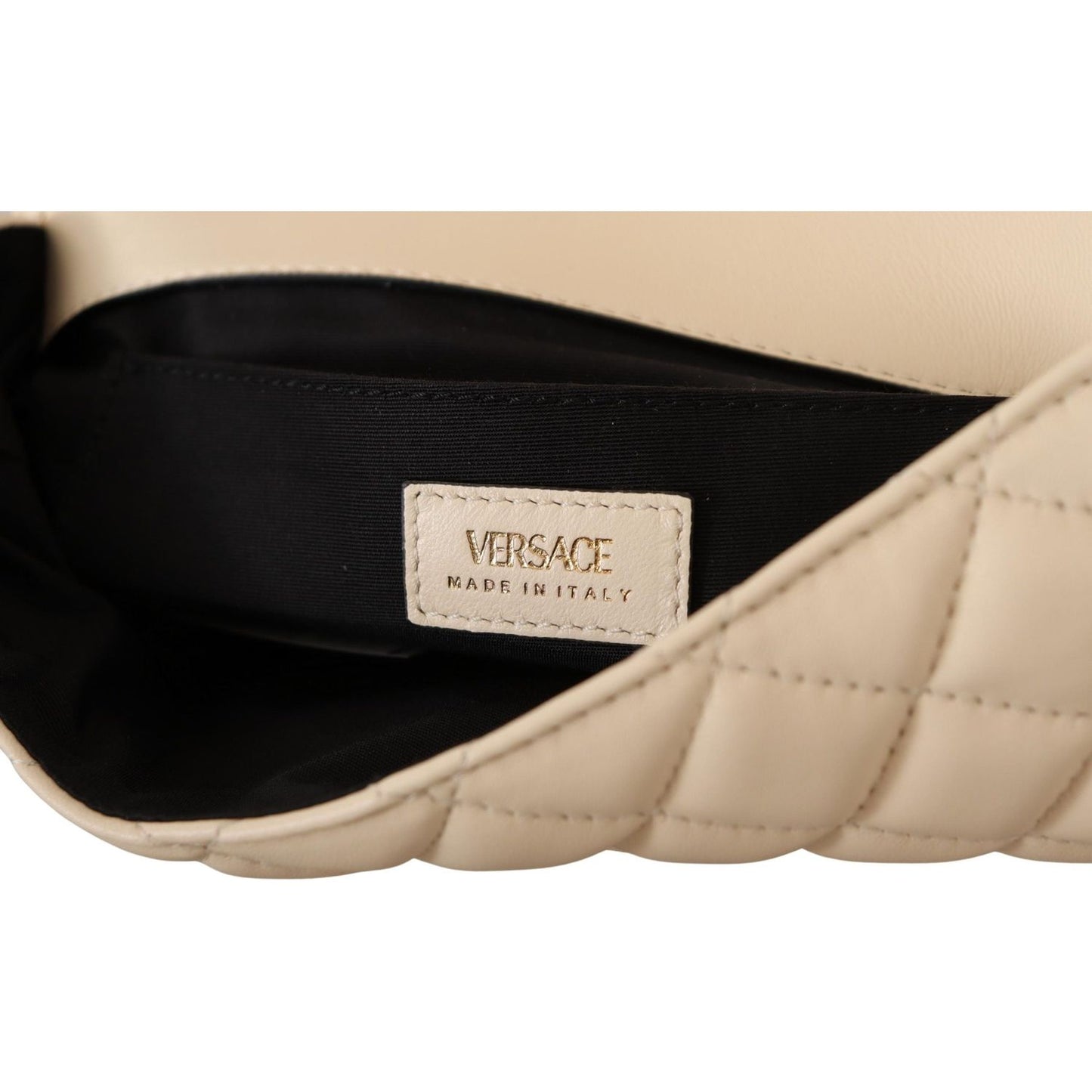 Versace Elegant White Nappa Leather Shoulder Bag 8054712068980