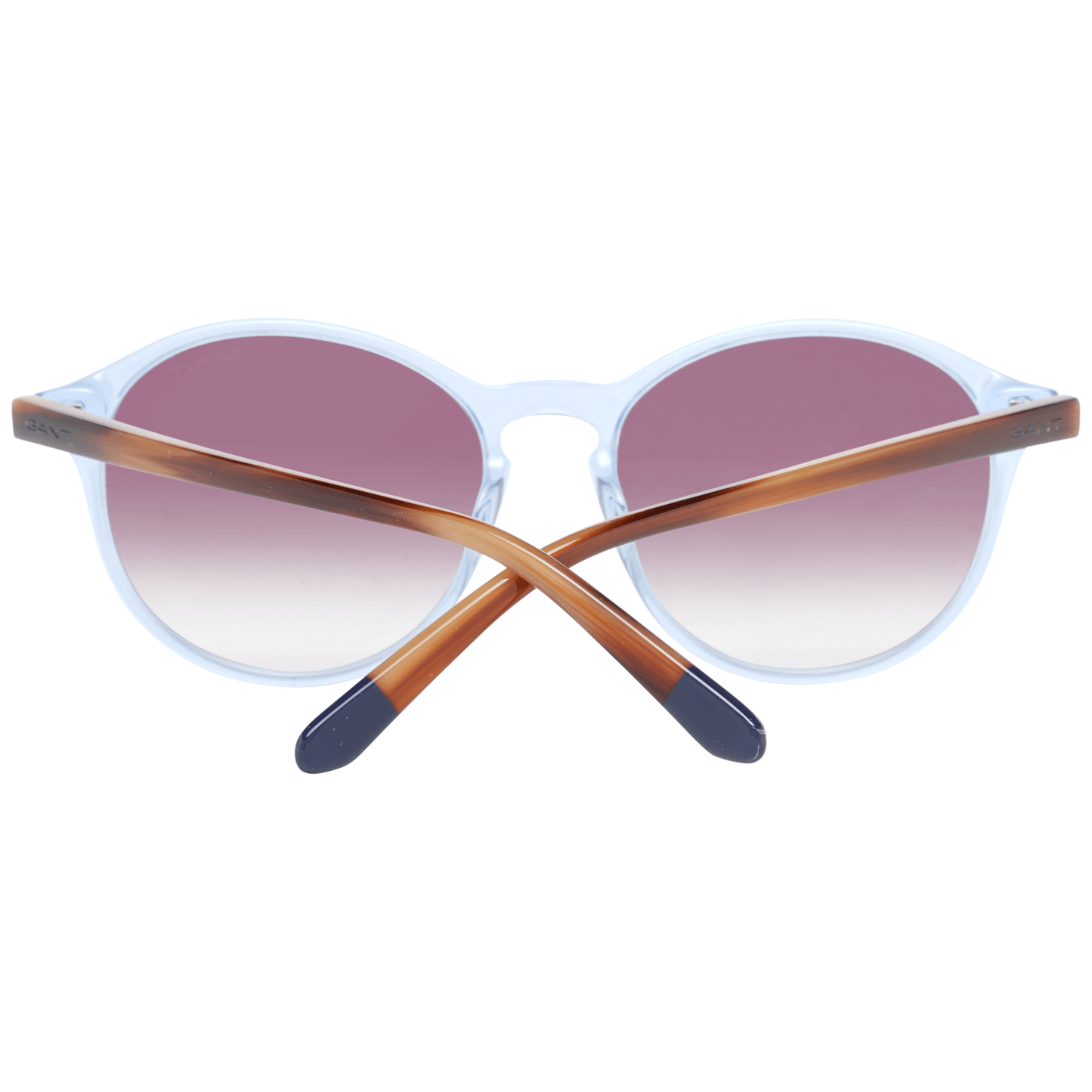 Gant blue women's round sunglasses with gradient brown lenses, blue plastic frame, full-rim style, 100% UVA & UVB protection.