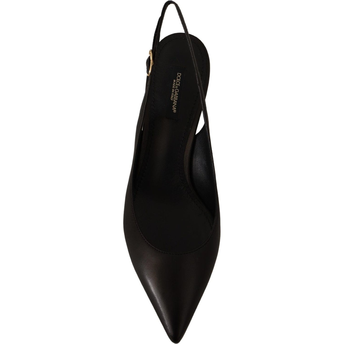 Dolce & Gabbana Black Leather Slingbacks Heels Pumps Shoes LA9779- 36.5