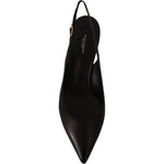 Dolce & Gabbana Black Leather Slingbacks Heels Pumps Shoes LA9779- 36.5