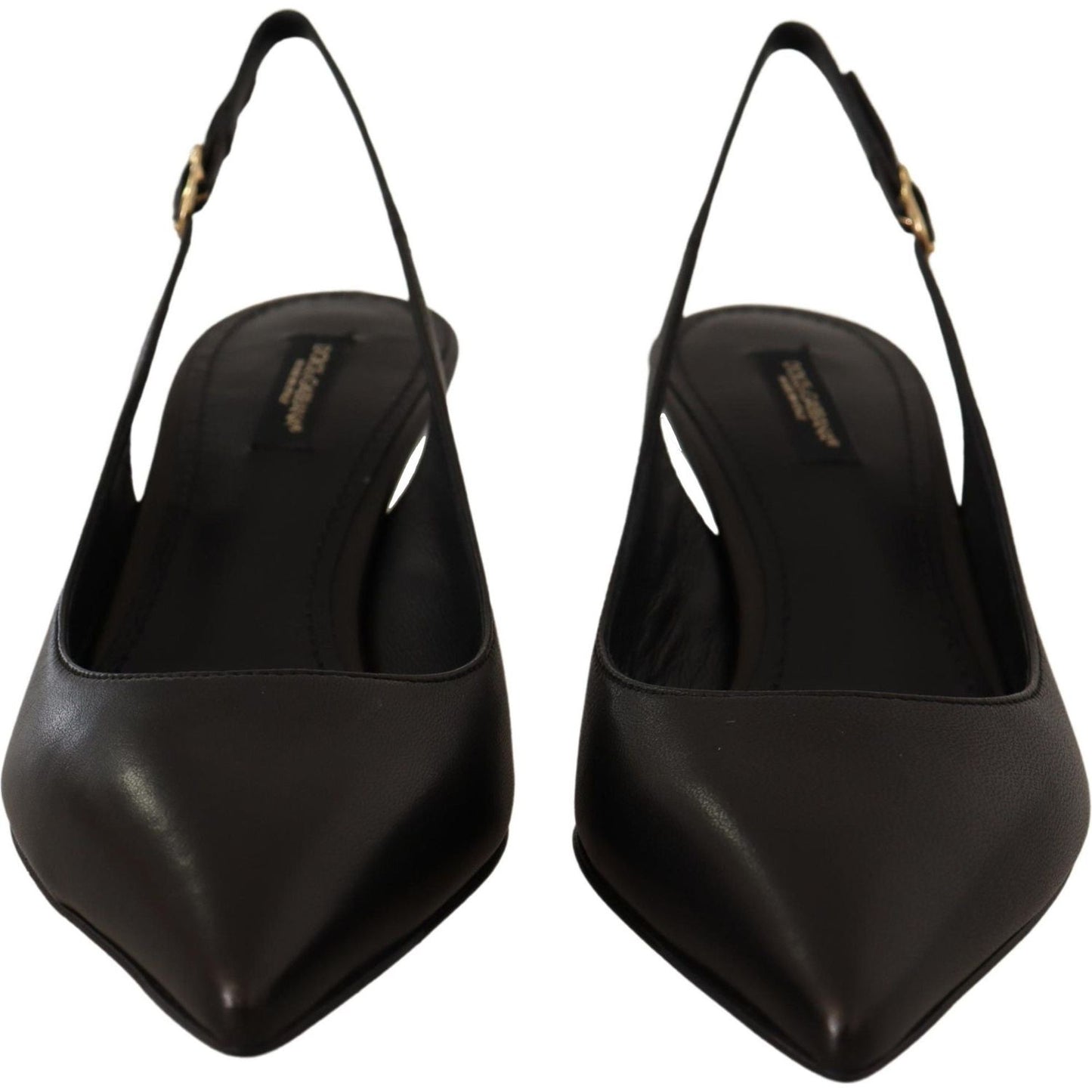 Dolce & Gabbana Black Leather Slingbacks Heels Pumps Shoes LA9779- 36.5