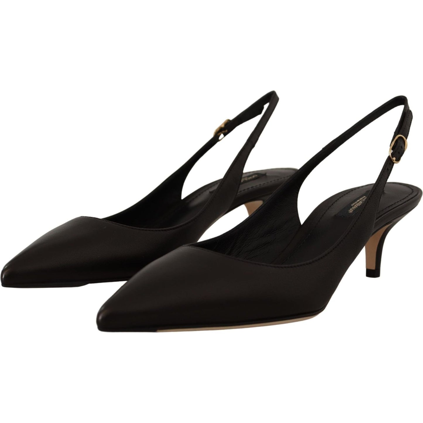 Dolce & Gabbana Black Leather Slingbacks Heels Pumps Shoes LA9779- 36.5