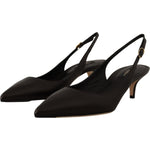 Dolce & Gabbana Black Leather Slingbacks Heels Pumps Shoes LA9779- 36.5