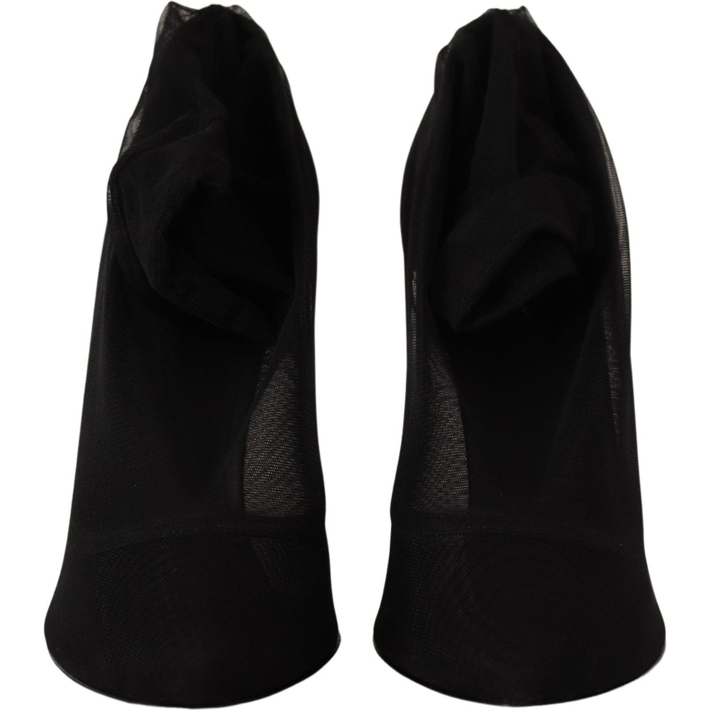Dolce & Gabbana Black Tulle Stretch Boots Pumps Shoes LA9800- 35