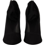 Dolce & Gabbana Black Tulle Stretch Boots Pumps Shoes LA9800- 35