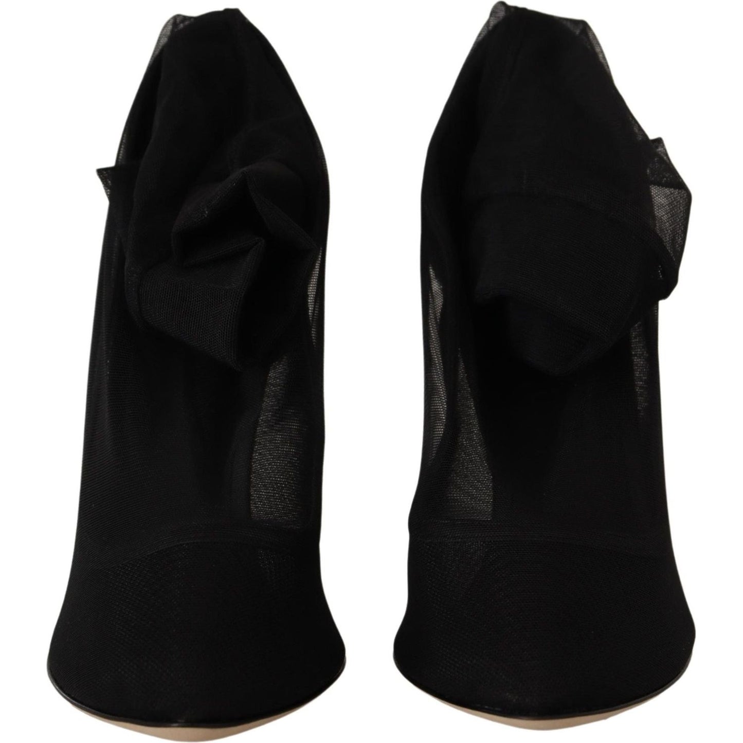 Dolce & Gabbana Black Stretch Tulle Stretch Boots Shoes LA9801- 39