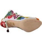 Dolce & Gabbana White Jersey Stretch Boots Open Toes Heels Shoes LA9805- 37.5