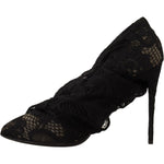 Dolce & Gabbana Black Stretch Socks Taormina Lace Boots Shoes LA9806- 38.5