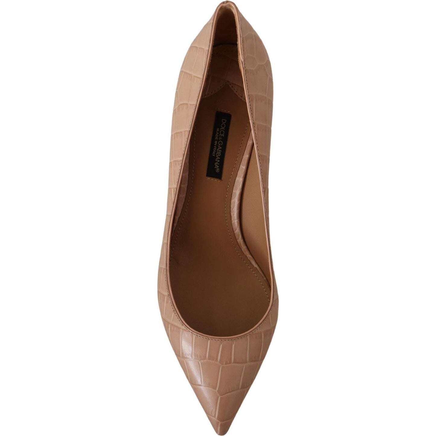 Dolce & Gabbana Beige Leather Pointed Heels Pumps Shoes LA9810- 36.5