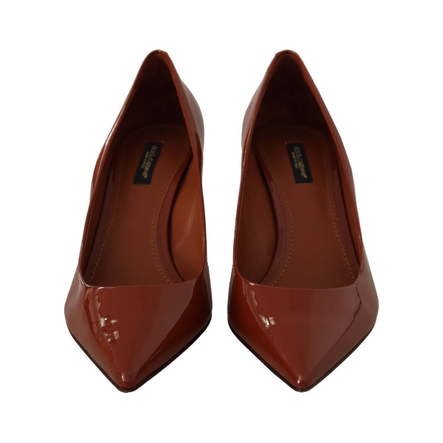 Dolce & Gabbana Brown Kitten Heels Pumps Patent Leather Shoes LA9690 - 39