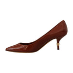 Dolce & Gabbana Brown Kitten Heels Pumps Patent Leather Shoes LA9690 - 39