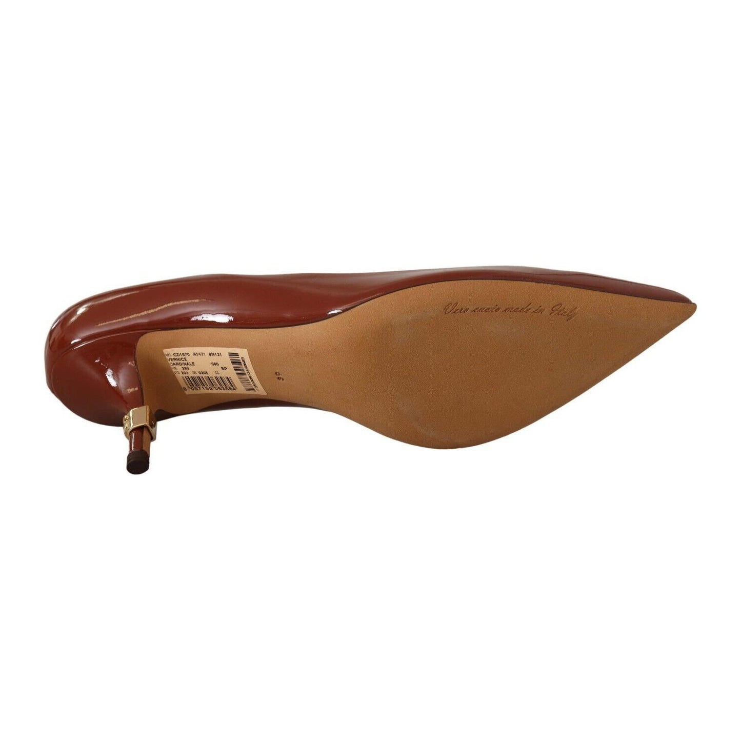 Dolce & Gabbana Brown Kitten Heels Pumps Patent Leather Shoes LA9690 - 39