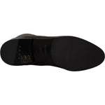 Dolce & Gabbana Black Leather Flats Logo Short Boots Shoes LA9856 - 36