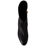 Dolce & Gabbana Black Leather Flats Logo Short Boots Shoes LA9856 - 36