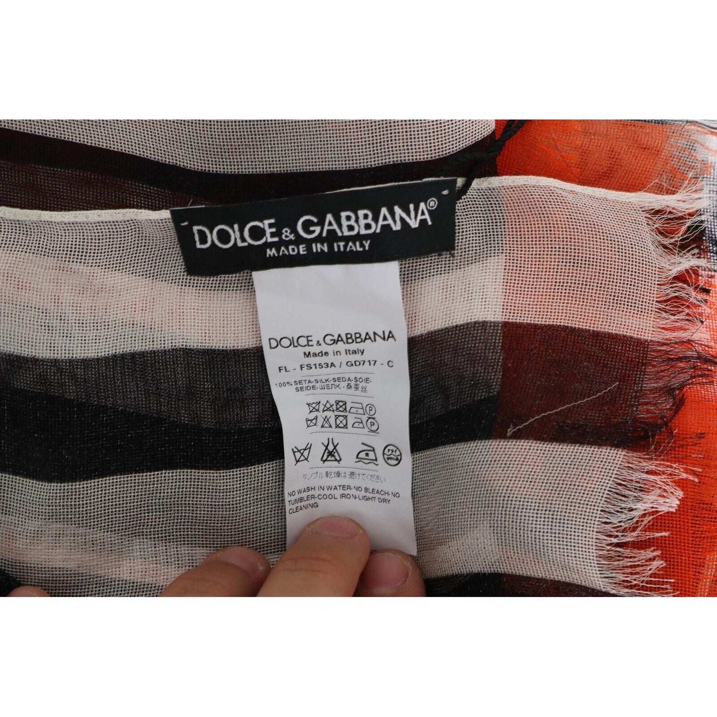 Dolce & Gabbana Multicolor Striped Silk Shawl Fringes Scarf