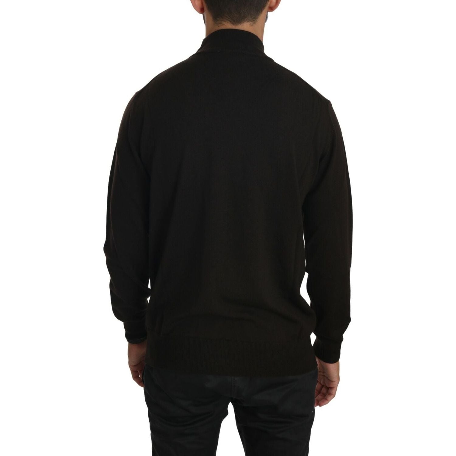 MILA SCHÖN Brown Turtle Neck Pullover Wool Sweater