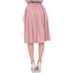 Comeforbreakfast Pink Gray Knee-Length Pleated Skirt MOM10047-1
