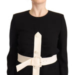 Givenchy Black Wool Long Sleeves Belted Mini Sheath Dress DR28363 - 40