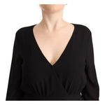 Liu Jo Black Polyester Long Sleeves V-neck Mini A-line Dress DR28444 - 44