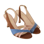 GIA COUTURE Multicolor Suede Leather Slingback Heels Sandals Shoes LA9499 - 37
