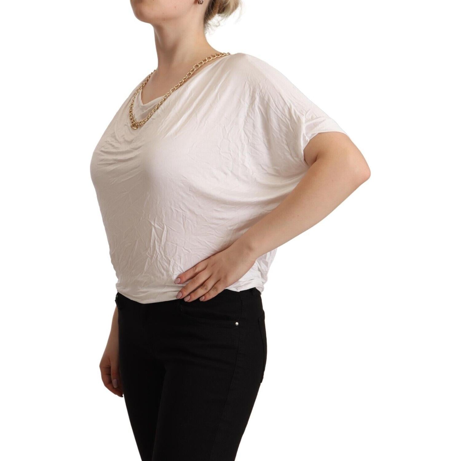 Guess By Marciano White Short Sleeves Gold Chain T-shirt Top