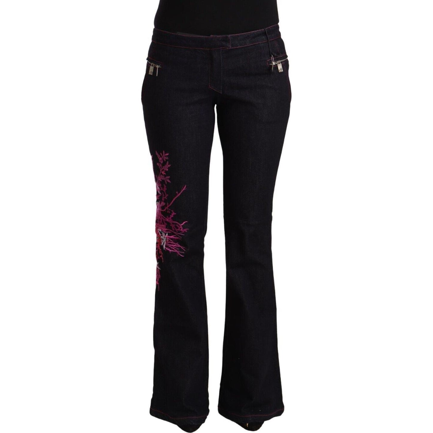Exte Black Cotton Stretch Mid Waist Cotton Flared Denim Jeans PAN72210 - 42