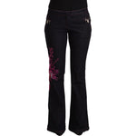 Exte Black Cotton Stretch Mid Waist Cotton Flared Denim Jeans PAN72210 - 42
