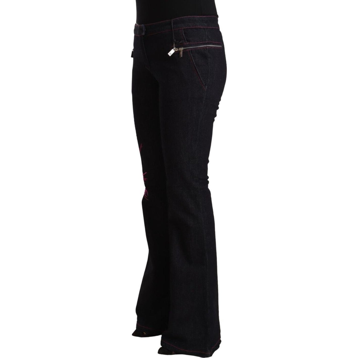 Exte Black Cotton Stretch Mid Waist Cotton Flared Denim Jeans PAN72210 - 42