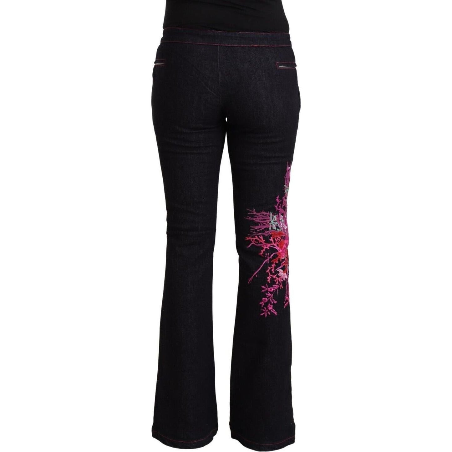 Exte Black Cotton Stretch Mid Waist Cotton Flared Denim Jeans PAN72210 - 42