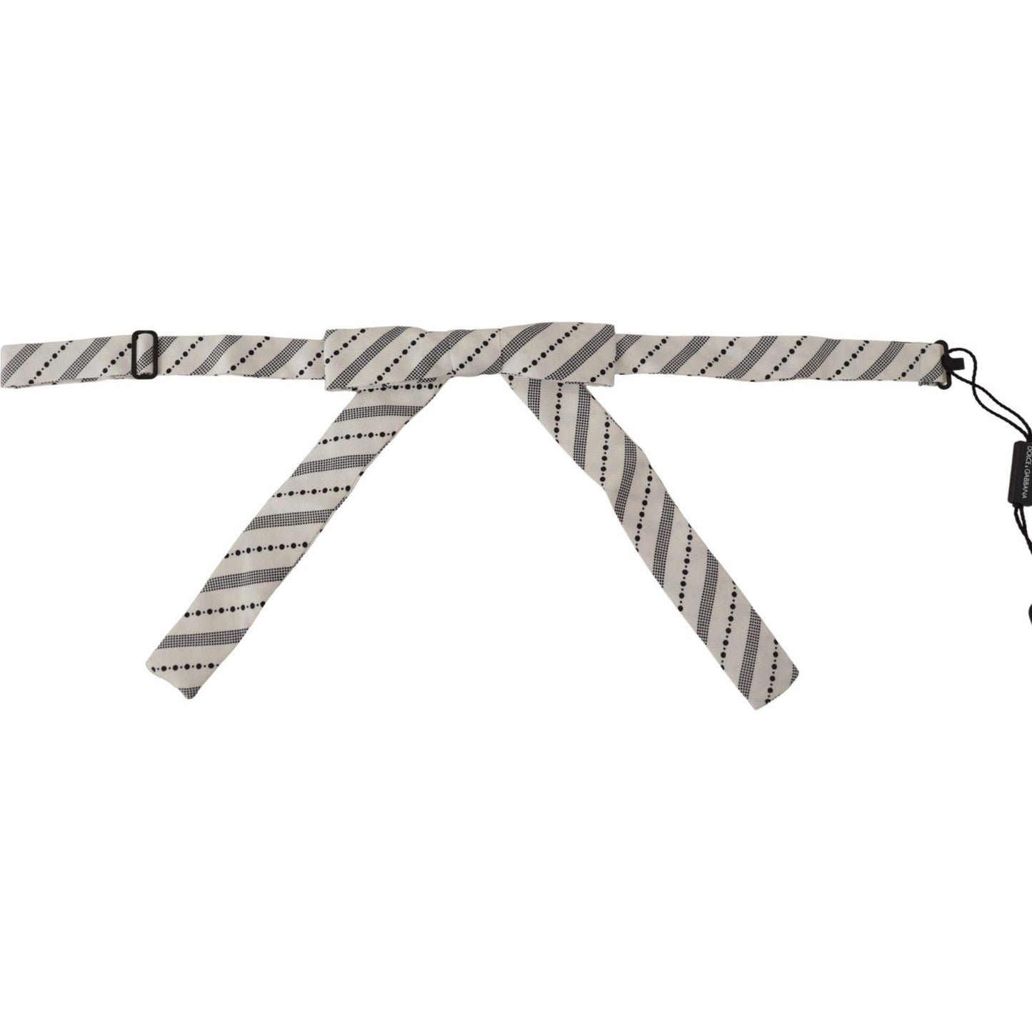 Dolce & Gabbana White Black Polka Dot 100% Silk Neck Papillon Bow Tie