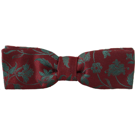 Dolce & Gabbana Maroon Pattern Adjustable Neck Papillon Bow Tie