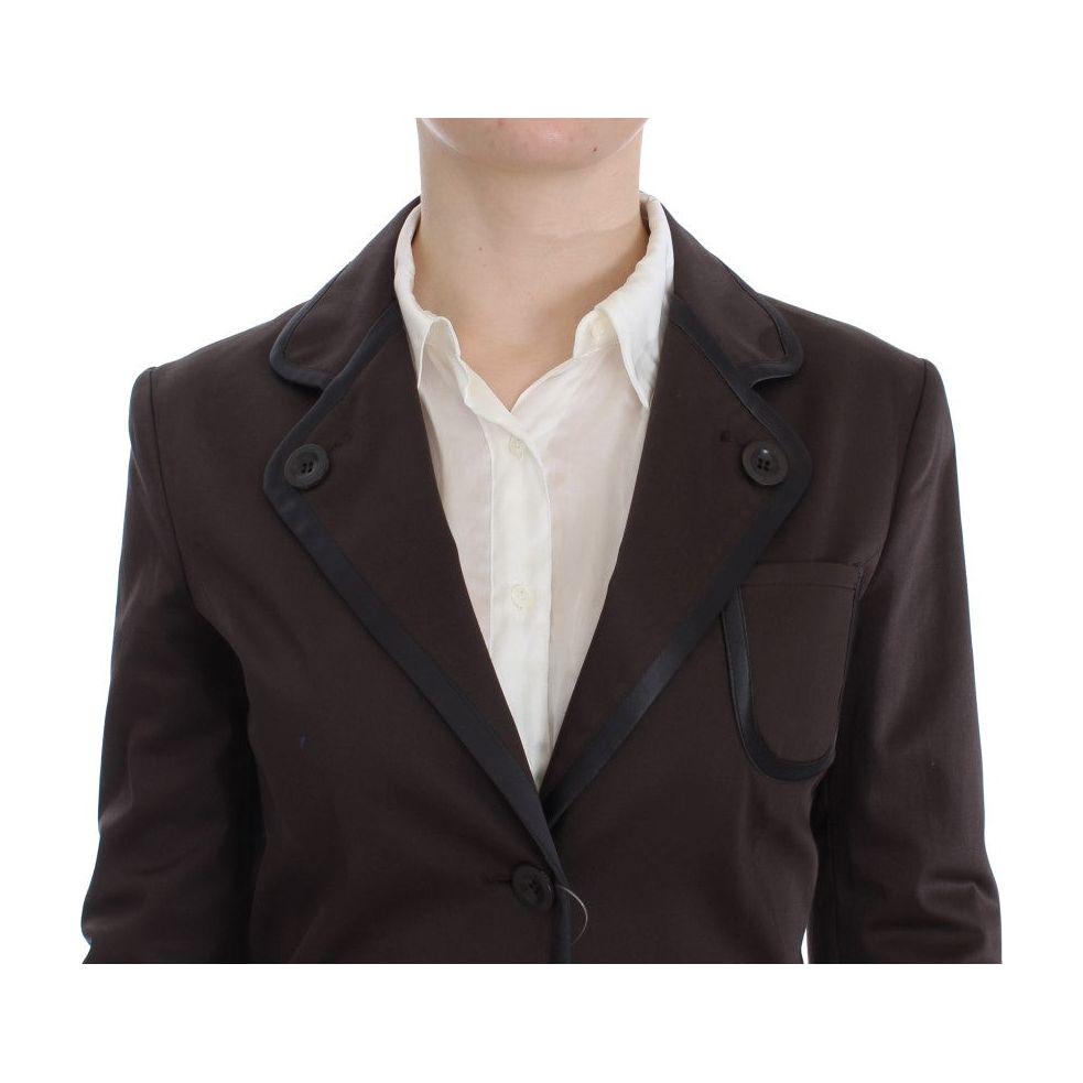 Exte Brown Stretch Two Button Suit SIG30865-1