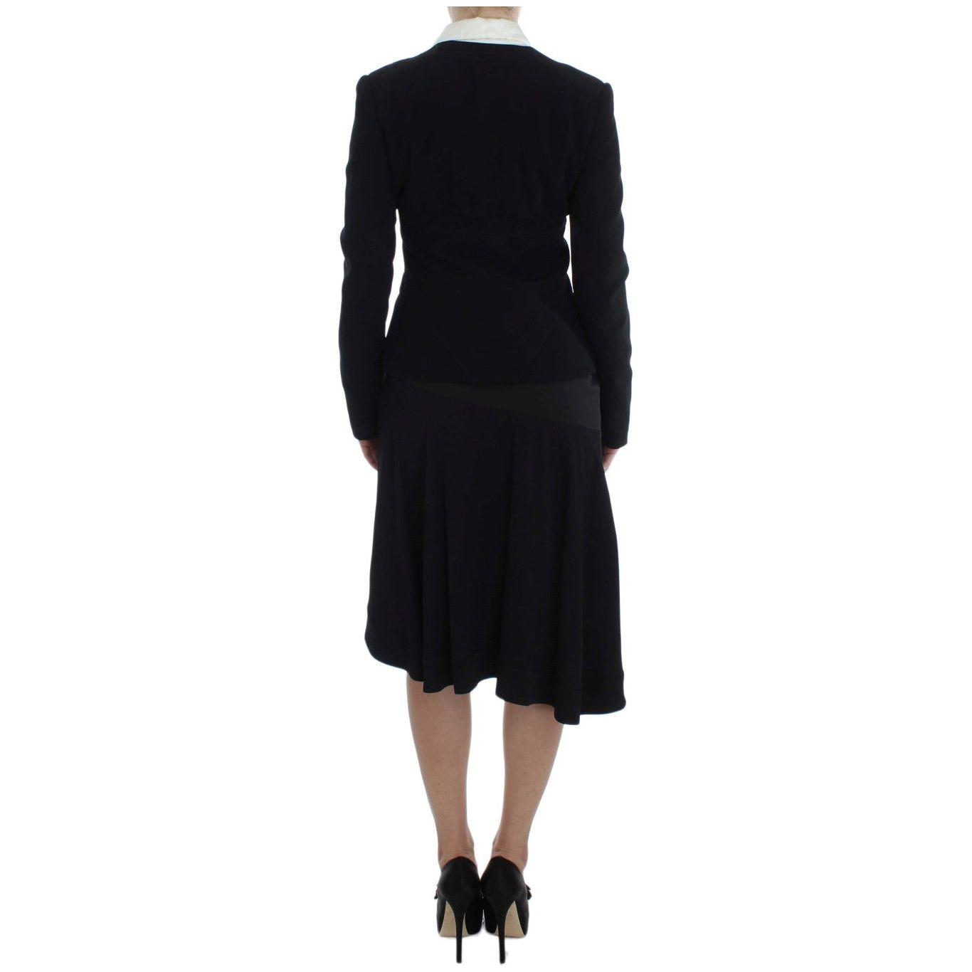 Exte Black Blue Two Piece Suit Skirt & Blazer SIG30906-2